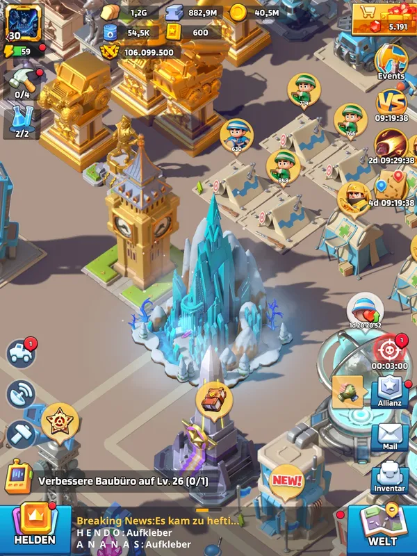 End Saison 2 HQ30 TP107 — Last War account on Server 1951, VIP 12, 107.00M power