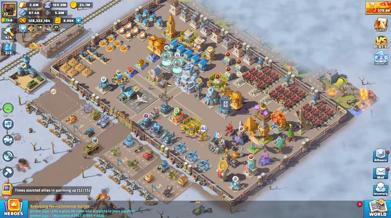Server 1957 - HQ 30 - Power 129M - 16 UR hero - 14K Gold bricks - 370K Gems — Last War account on Server 1957, VIP 13, 128.40M power