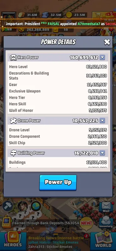 LastWar - S1110 - HQ 35 - THP 160M (Transfer Period) — Last War account on Server 1110, VIP 15, 262.00M power